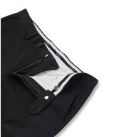 Black Stretch Cotton Classic Fit Flat Front Chinos