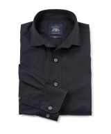 Black Twill Slim Fit Shirt in Shorter Length - 1398BLK