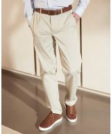 Beige Stretch Cotton Classic Fit Chinos