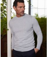 Light Grey Organic Cotton-Recycled Polyester Blend Crew Neck Jumper