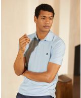 Light Blue Cotton-Piqué Short Sleeve Polo Shirt