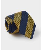 Yellow Navy Stripe Silk Tie