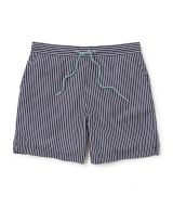 Navy White Reverse Stripe Recycled Swim Shorts