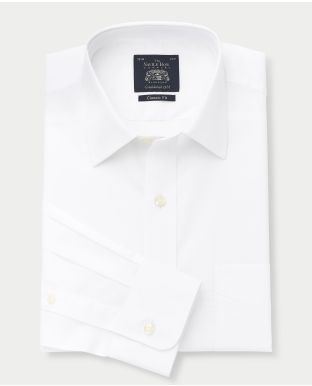 White Poplin Classic Fit Shirt - Single or Double Cuff 