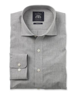 Grey Peached Smart-Casual Classic Fit Single Cuff Shirt