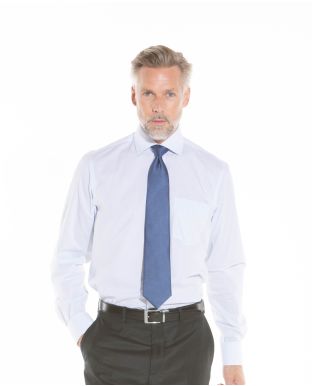 Blue White Hairline Stripe Classic Fit Shirt - Single Cuff