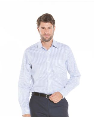 Blue Satin Stripe Classic Fit Shirt - Single Cuff