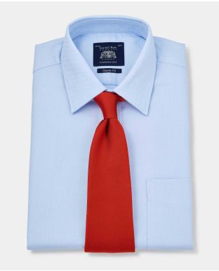 Sky Blue Twill Classic Fit Shirt w/ Windsor Collar - Single Cuff - 1346SKY