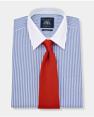 Blue Bengal Stripe Windsor Collar Classic Fit Shirt - Double Cuff