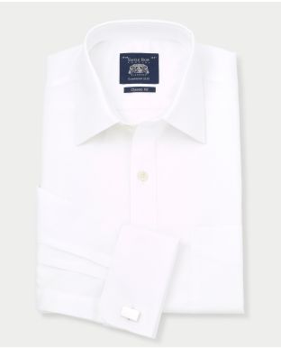 White Twill Classic Fit Shirt - Single or Double Cuff