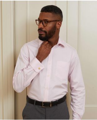 Pale Pink Twill Slim Fit Shirt - Single or Double Cuff