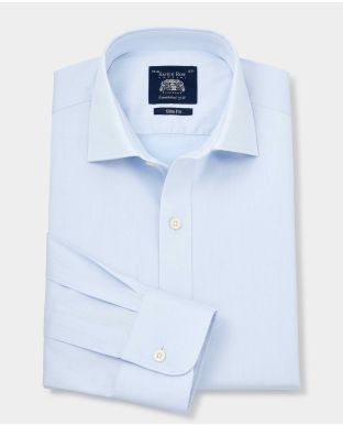 Sky Blue Twill Slim Fit Shirt W/ Cutaway Collar - With Tie On - 1375SKY