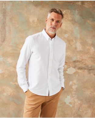 White Cotton Oxford Slim Fit Casual Shirt In Shorter Length
