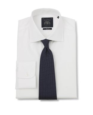White Pinpoint Slim Fit Non-Iron Shirt - Single Cuff