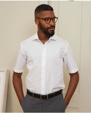 White Slim Fit Short Sleeve Shirt 
