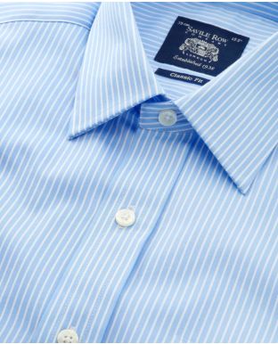 Blue Twill Classic Fit Shirt - Single Cuff