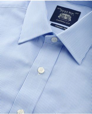 Sky Blue Poplin Classic Fit Shirt - Single Cuff