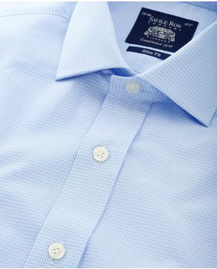 Sky Blue Poplin Slim Fit Shirt - Single Cuff