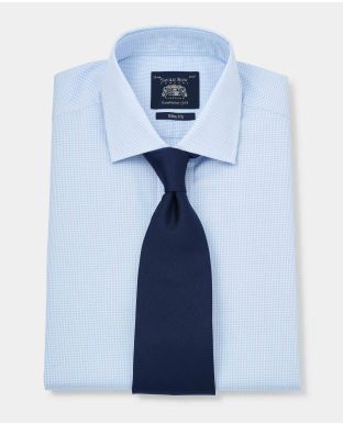 Sky Blue Poplin Slim Fit Shirt - Single Cuff