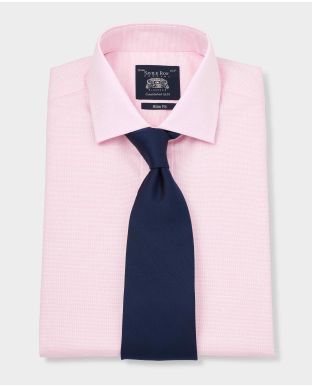Pink Textured Slim Fit Shirt - Single Cuff