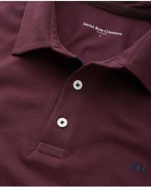 Deep Red Cotton Short Sleeve Polo Shirt