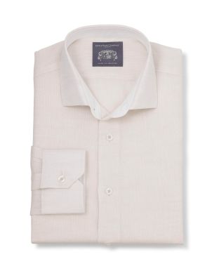 Bertram Cream Linen Made-To-Measure Shirt