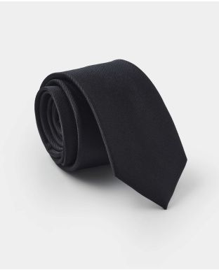 Black Fine Twill Skinny Silk Tie