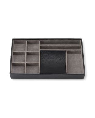Black Leather/Suede Desk Organiser - MLG994BLK - Small Image 280x344px