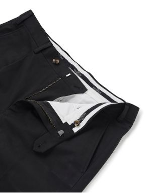 Black Pleat Front Stretch Cotton Classic Fit Chinos - MCT331BLK - Large Image