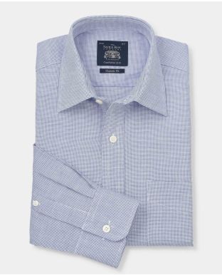 Blue Dobby Cotton Classic Fit Shirt - Single Cuff