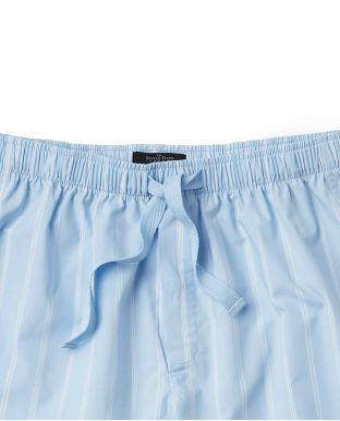 Blue Fine Stripe Peached Cotton Lounge Shorts