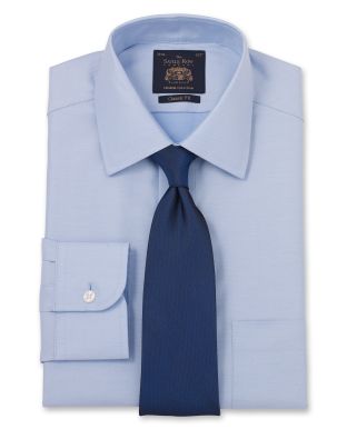 Blue Luxury Twill Classic Fit Shirt - Single Cuff