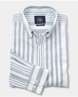 Blue White Variegated Stripe Oxford Shirt