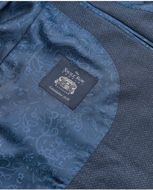 Blue Wool-Blend Micro Pattern Jacket