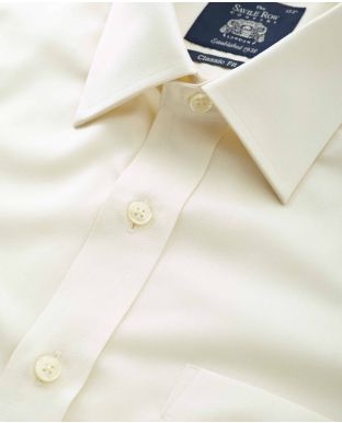 Cream Twill Classic Fit Shirt - Double Cuff