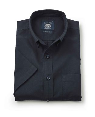 Dark Navy Classic Fit Short Sleeve Oxford Shirt