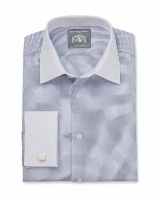 Dawson Royal Blue White Fine Check Made-To-Measure Shirt