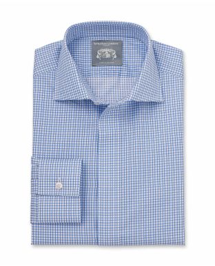 Ernest Blue White Shadow Check Made-To-Measure Shirt