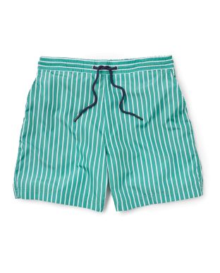 Green White Reverse Stripe Recycled Swim Shorts