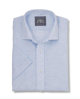 Harold Pale Blue Linen Made-To-Measure Shirt