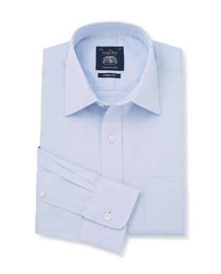 Blue Pinpoint Oxford Classic Fit Shirt - Single Cuff - 3093BLU - Small Image 280x344px