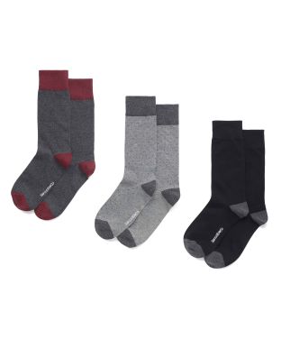 Black Combed Cotton-Blend Three Pack Assorted Socks