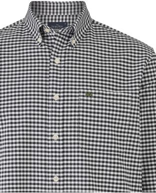 Black White Gingham Oxford Shirt   - Chest Detail - 1385BLW