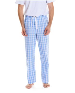 Blue White Check Cotton Lounge Pants - Model Shot - MLP1061BLU