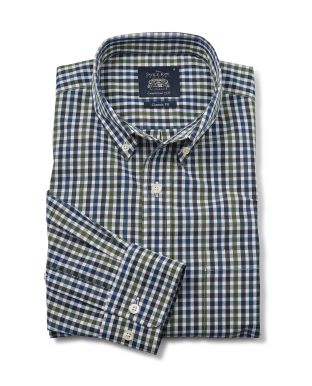 Blue White Khaki Check Button-Down Shirt   - 1403NBK