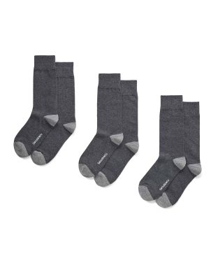 Dark Grey Combed Cotton-Blend Three Pack Socks