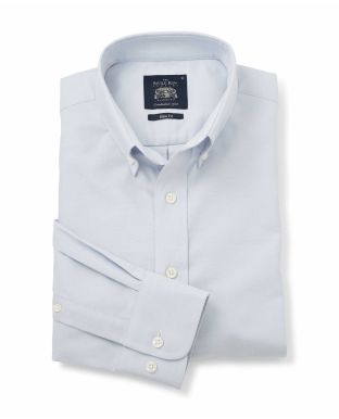 Light Grey Slim Fit Oxford Shirt In Shorter Length - 1389LGY