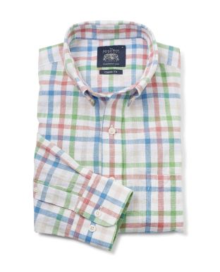 Multi Check Linen-Blend Shirt - 1394BRG