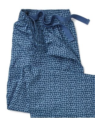 Navy Blue Abstract Print Lounge Pants  - Waist Detail - MLP1086BLN