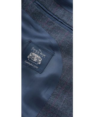Navy Check Wool-Blend Tailored Suit Jacket - Lining - MFJ363NAV